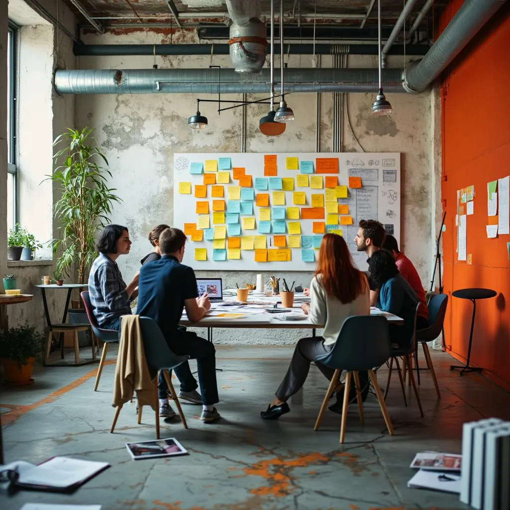 Kreativní brainstorming v designovém studiu